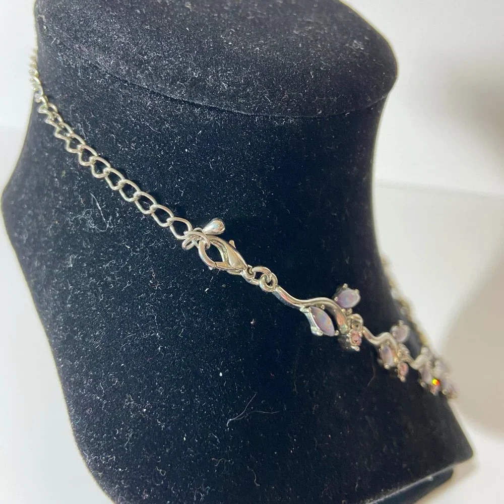 Iridescent Crystal Floral Statement Necklace - Picture 9 of 14